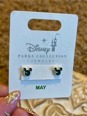 Disney Parks Collection May Birthstone Mickey Mouse Crystal Head Stud Earrings